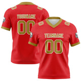 Custom Red Gold Football Jersey Personalized Football Shirts for Men Women  Printed Team Name Number Logo