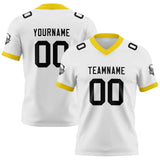 Custom White Yellow Football Jersey Personalized Football Shirts for Men Women  Printed Team Name Number Logo