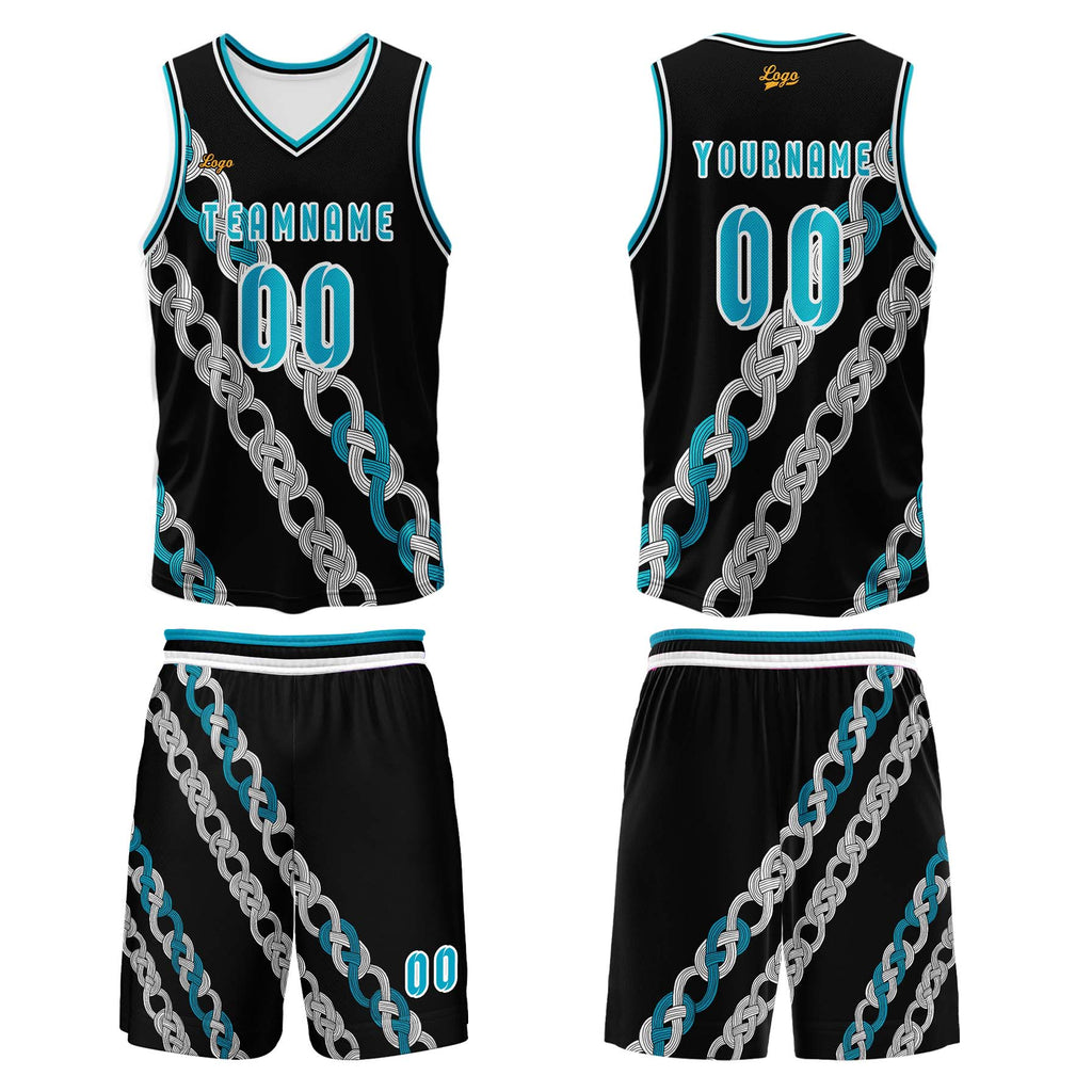 Custom Black Blue Basketball Jersey Uniform Suit Printed Your Logo Name Number enthsush