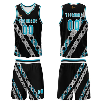 Custom Black Blue Basketball Jersey Uniform Suit Printed Your Logo Name Number enthsush