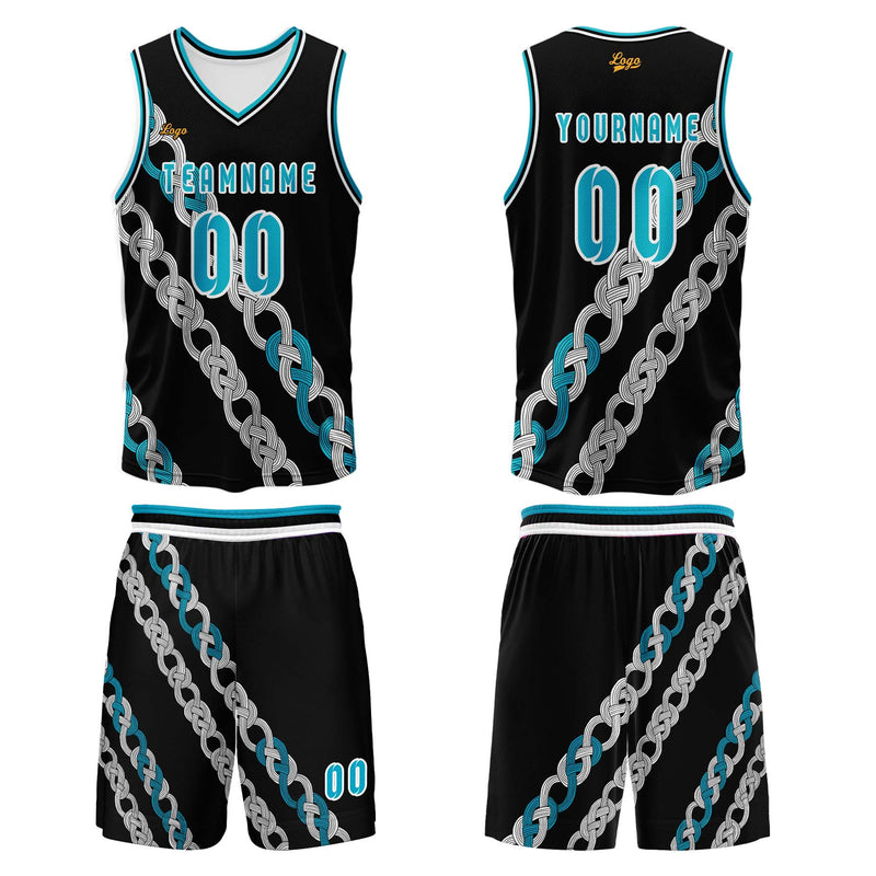 Custom Black Blue Basketball Jersey Uniform Suit Printed Your Logo Name Number