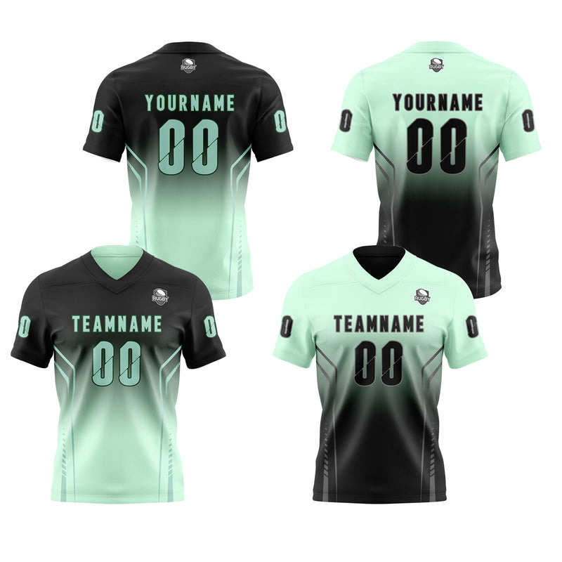 Custom Black Light Green Reversible Football Jersey Personalized Gradient Football Shirts for Men Printed Team Name Number Logo