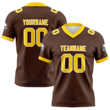 Custom Brown Yellow Football Jersey Personalized Football Shirts for Men Women  Printed Team Name Number Logo