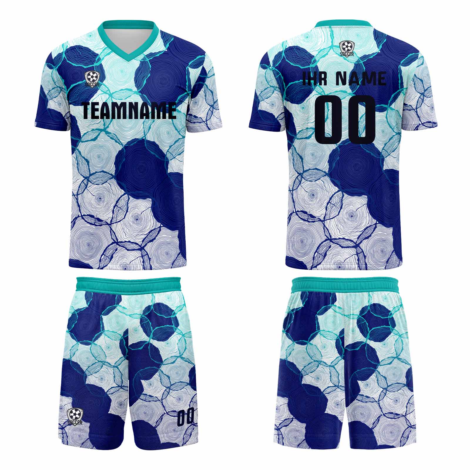 Custom Cyan Blue Jerseys for Men Women Personalized Soccer Uniforms for Adult and Kid enthsush