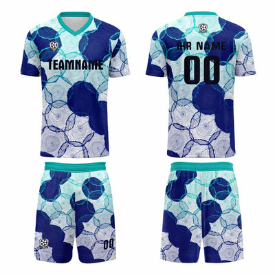 Custom Cyan Blue Jerseys for Men Women Personalized Soccer Uniforms for Adult and Kid enthsush