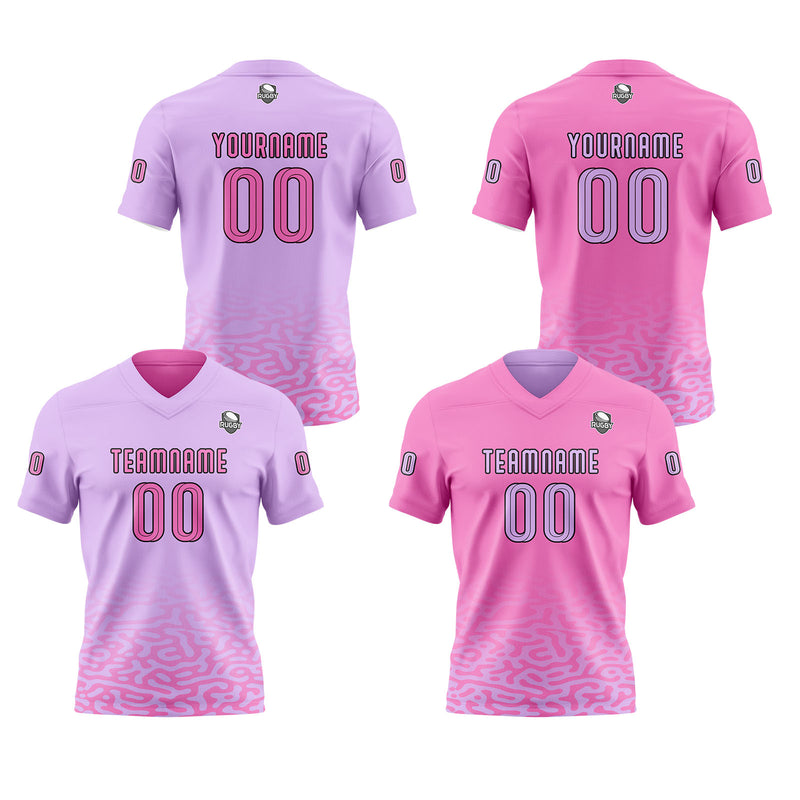 Custom Pink Purple Football Jersey Personalized Gradient Football Shirts for Men Printed Team Name Number Logo