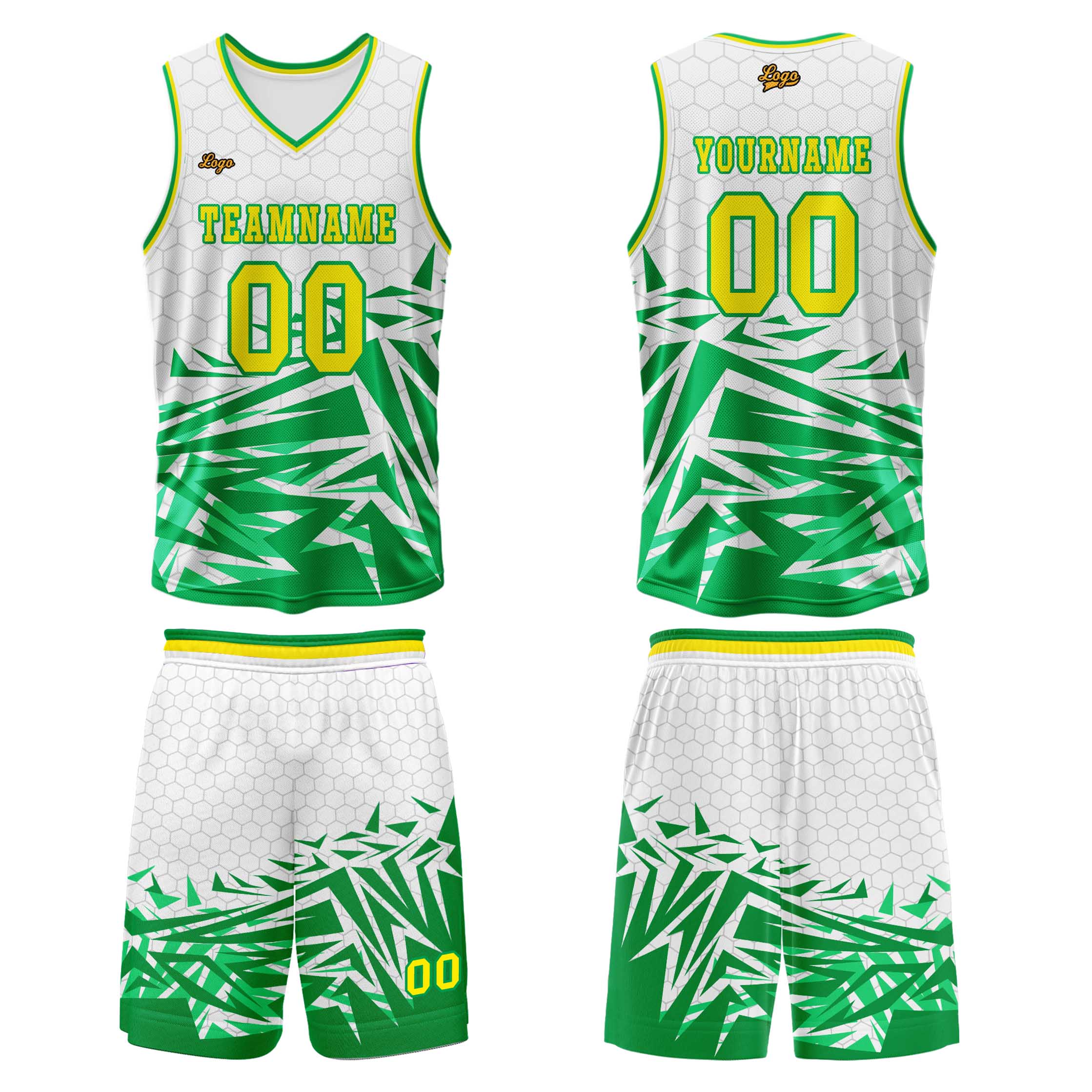 Custom Green Yellow Basketball Jersey Uniform Suit Printed Your Logo Name Number enthsush