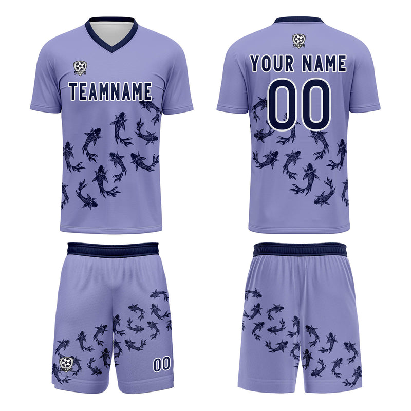 Custom Light Purple Jerseys for Men Women Personalized Soccer Uniforms for Adult and Kid