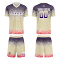 Custom Beige Purple Jerseys for Men Women Personalized Soccer Uniforms for Adult and Kid enthsush