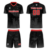 Custom Black Red Jerseys for Men Women Personalized Soccer Uniforms for Adult and Kid