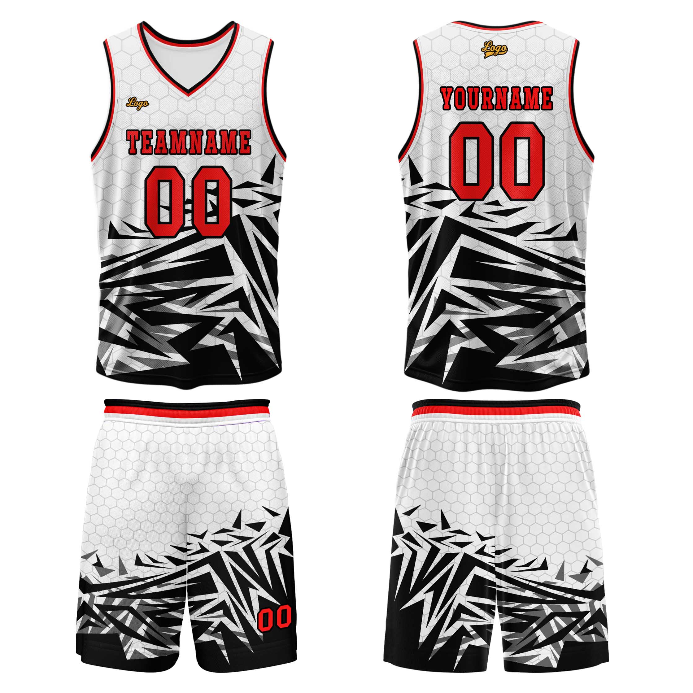 Custom Red Black Basketball Jersey Uniform Suit Printed Your Logo Name Number enthsush