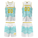 Custom White Blue Lemon Yellow Basketball Jersey Uniform Suit Printed Your Logo Name Number