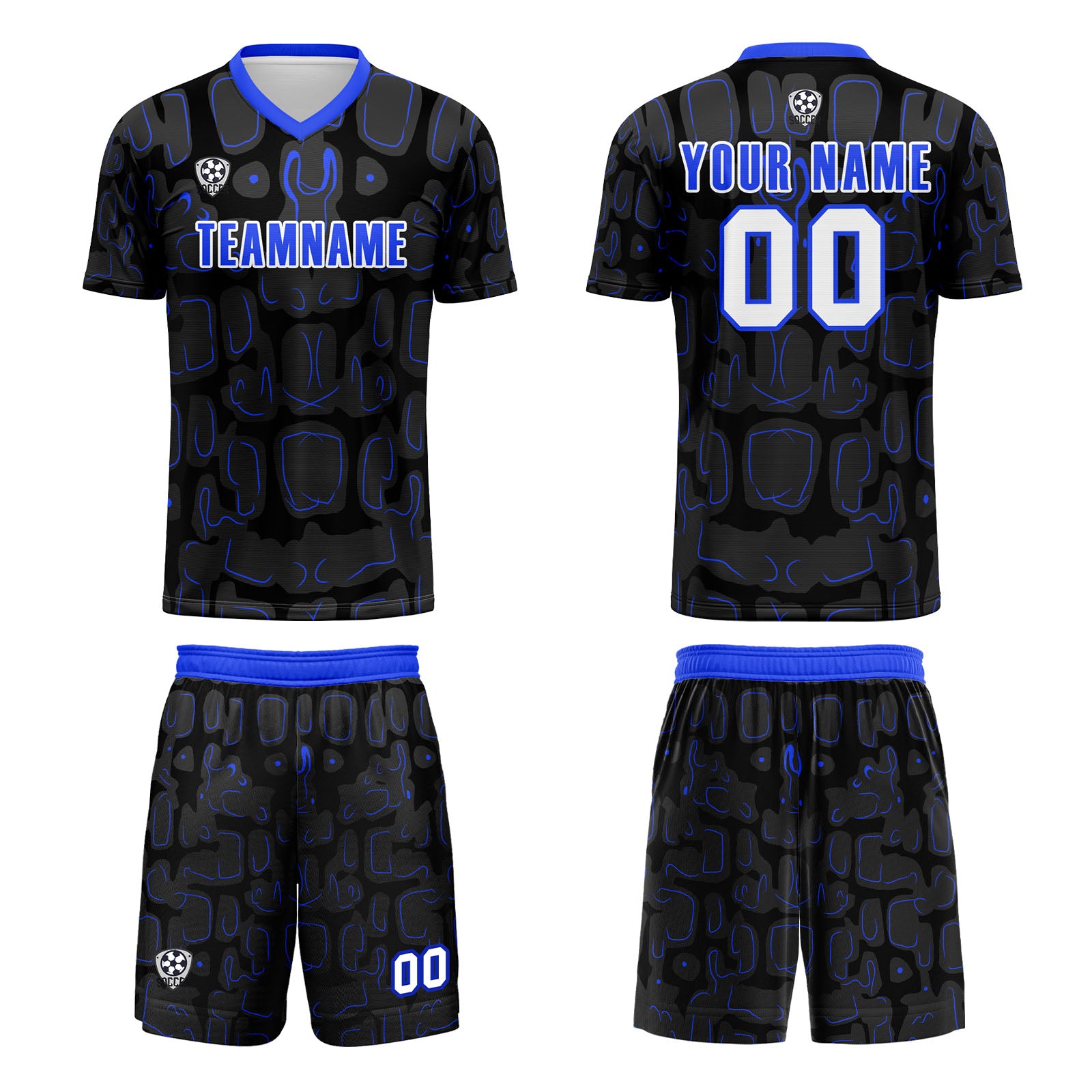 Custom Black Blue Jerseys for Men Women Personalized Soccer Uniforms for Adult and Kid enthsush