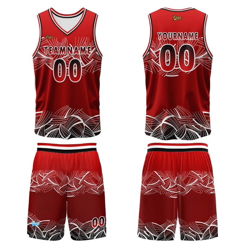 Custom Red Basketball Jersey Uniform Suit Printed Your Logo Name Number