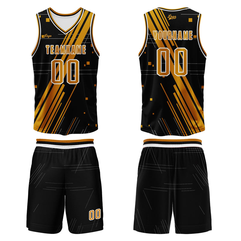 Custom Black Orange Basketball Jersey Uniform Suit Printed Your Logo Name Number