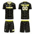 Custom Black Yellow Jerseys for Men Women Personalized Soccer Uniforms for Adult and Kid enthsush