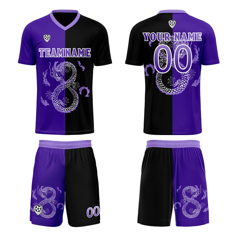 Custom Purple Black Soccer Jerseys for Men Women Personalized Soccer Uniforms for Adult and Kid