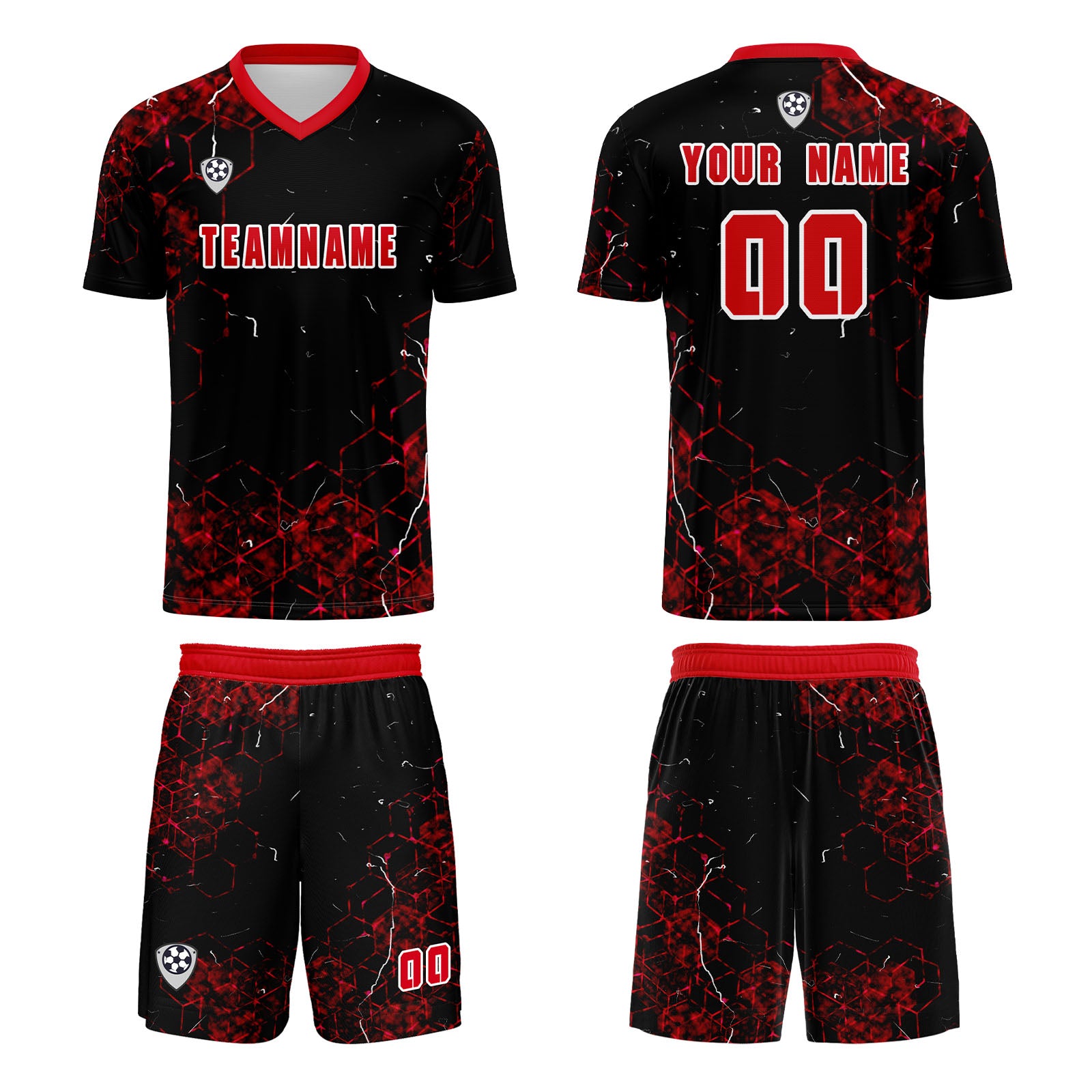 Custom Red Jerseys for Men Women Personalized Soccer Uniforms for Adult and Kid enthsush