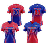 Custom Red Blue Reversible Football Jersey Personalized Gradient Football Shirts for Men Printed Team Name Number Logo