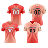 Custom Red Pink Reversible Football Jersey Personalized Gradient Football Shirts for Men Printed Team Name Number Logo