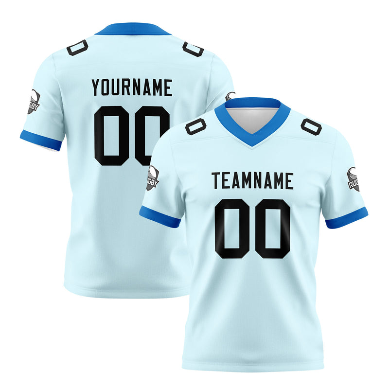 Custom Cyan Black Football Jersey Personalized Football Shirts for Men Women  Printed Team Name Number Logo