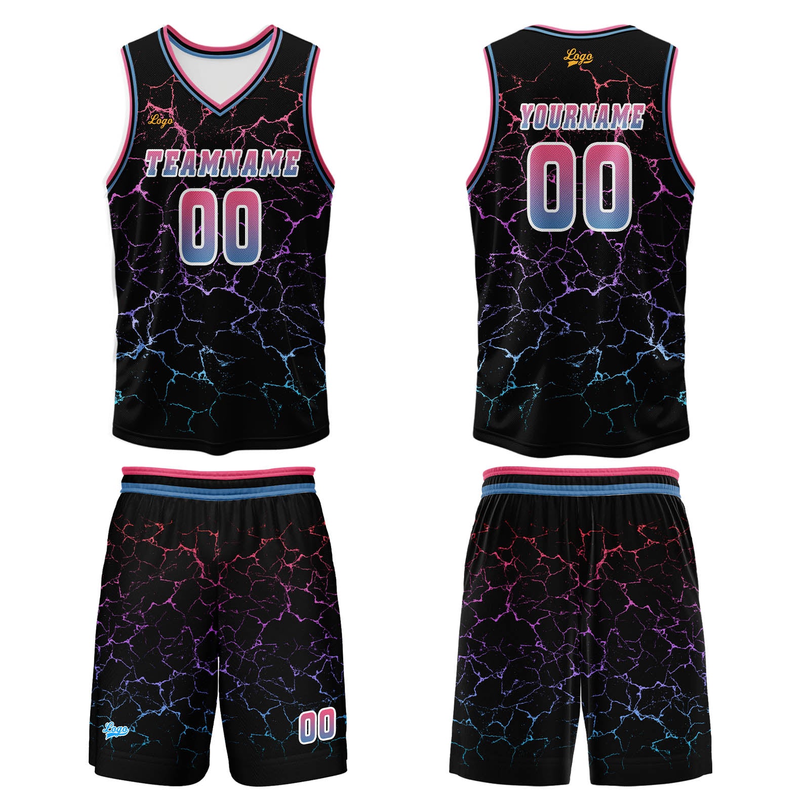 Custom Pink Blue Basketball Jersey Uniform Suit Printed Your Logo Name Number enthsush