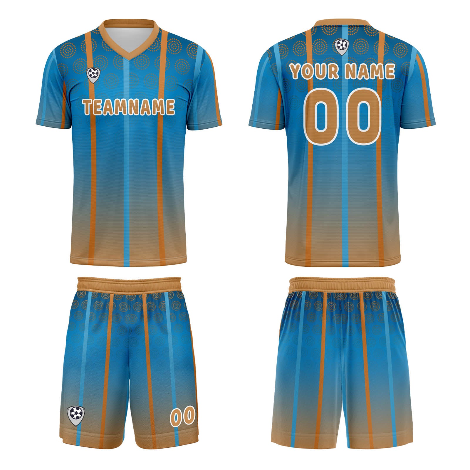 Custom Blue Brown Jerseys for Men Women Personalized Soccer Uniforms for Adult and Kid enthsush