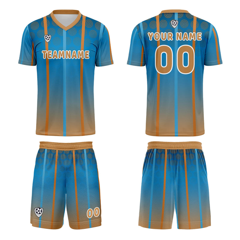Custom Blue Brown Jerseys for Men Women Personalized Soccer Uniforms for Adult and Kid
