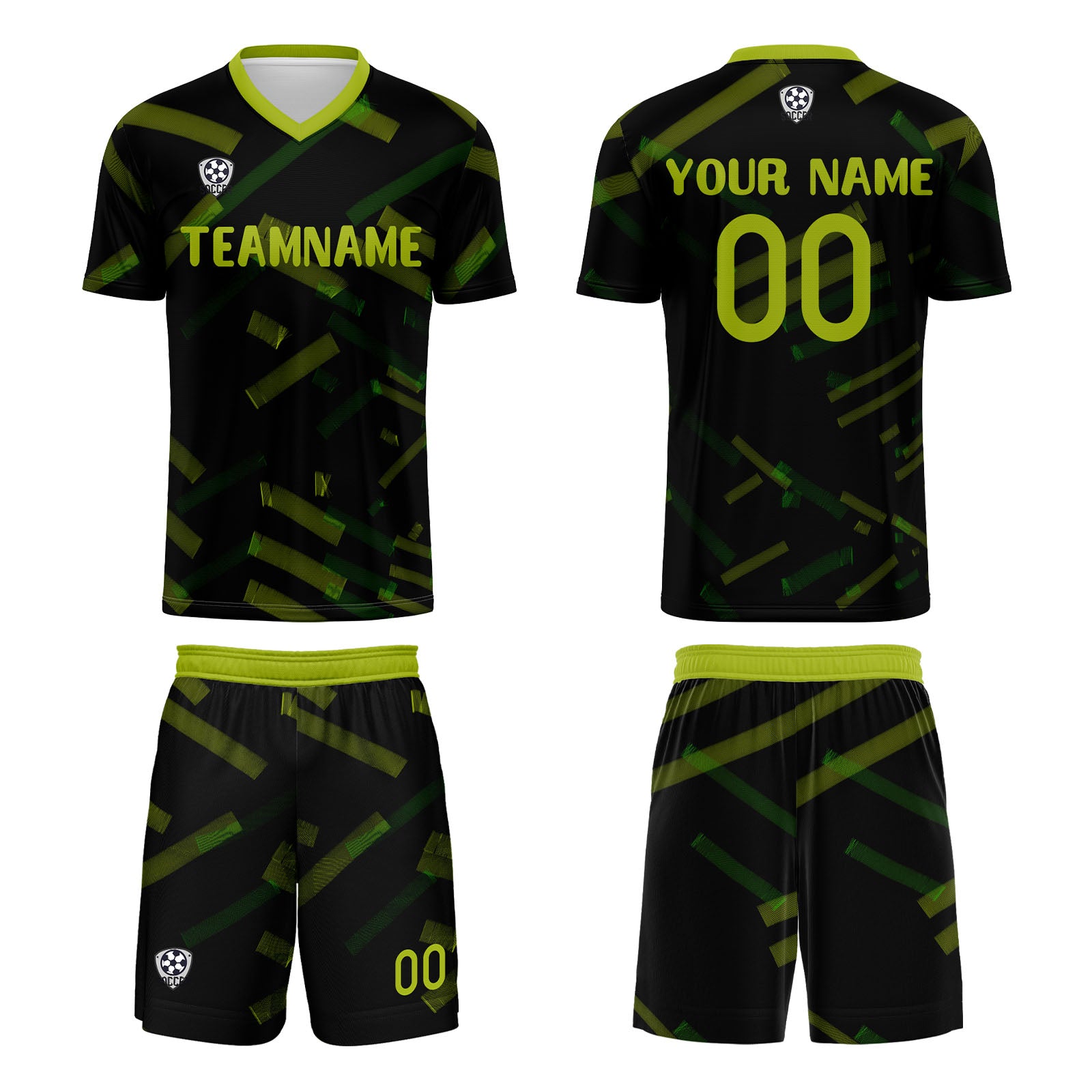 Custom Black Yellow Green Jerseys for Men Women Personalized Soccer Uniforms for Adult and Kid enthsush
