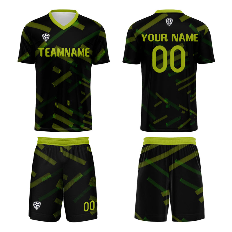 Custom Black Yellow Green Jerseys for Men Women Personalized Soccer Uniforms for Adult and Kid