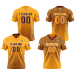 Custom Brown Yellow Football Jersey Personalized Gradient Football Shirts for Men Printed Team Name Number Logo