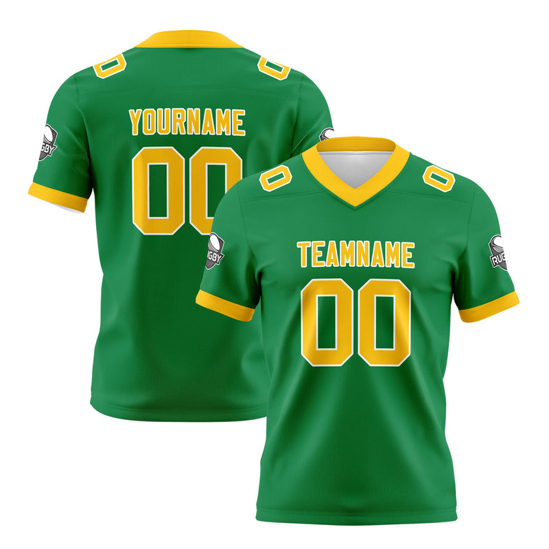 Custom Green Yellow Football Jersey Personalized Football Shirts for Men Women  Printed Team Name Number Logo