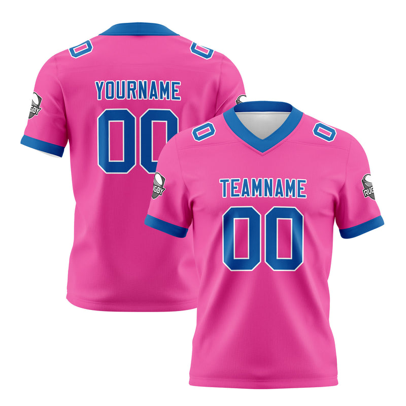 Custom Pink Blue Football Jersey Personalized Football Shirts for Men Women  Printed Team Name Number Logo