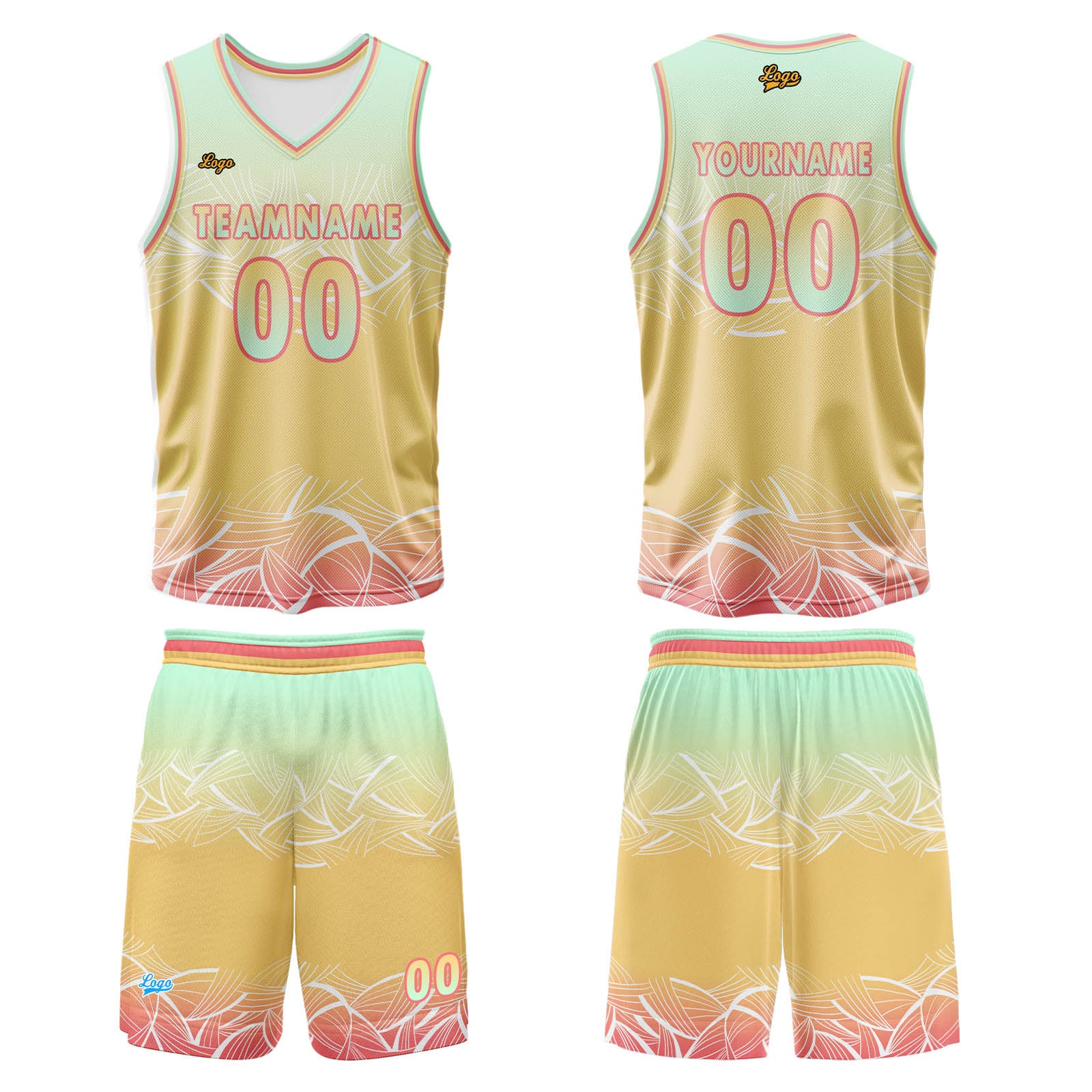 Custom Green Yellow Basketball Jersey Uniform Suit Printed Your Logo Name Number enthsush