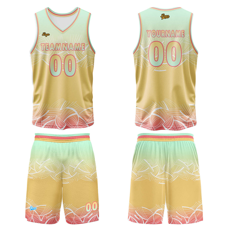 Custom Green Yellow Basketball Jersey Uniform Suit Printed Your Logo Name Number