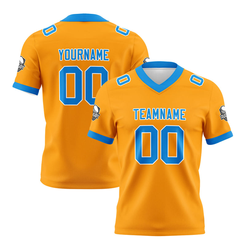 Custom Orange Blue Football Jersey Personalized Football Shirts for Men Women  Printed Team Name Number Logo
