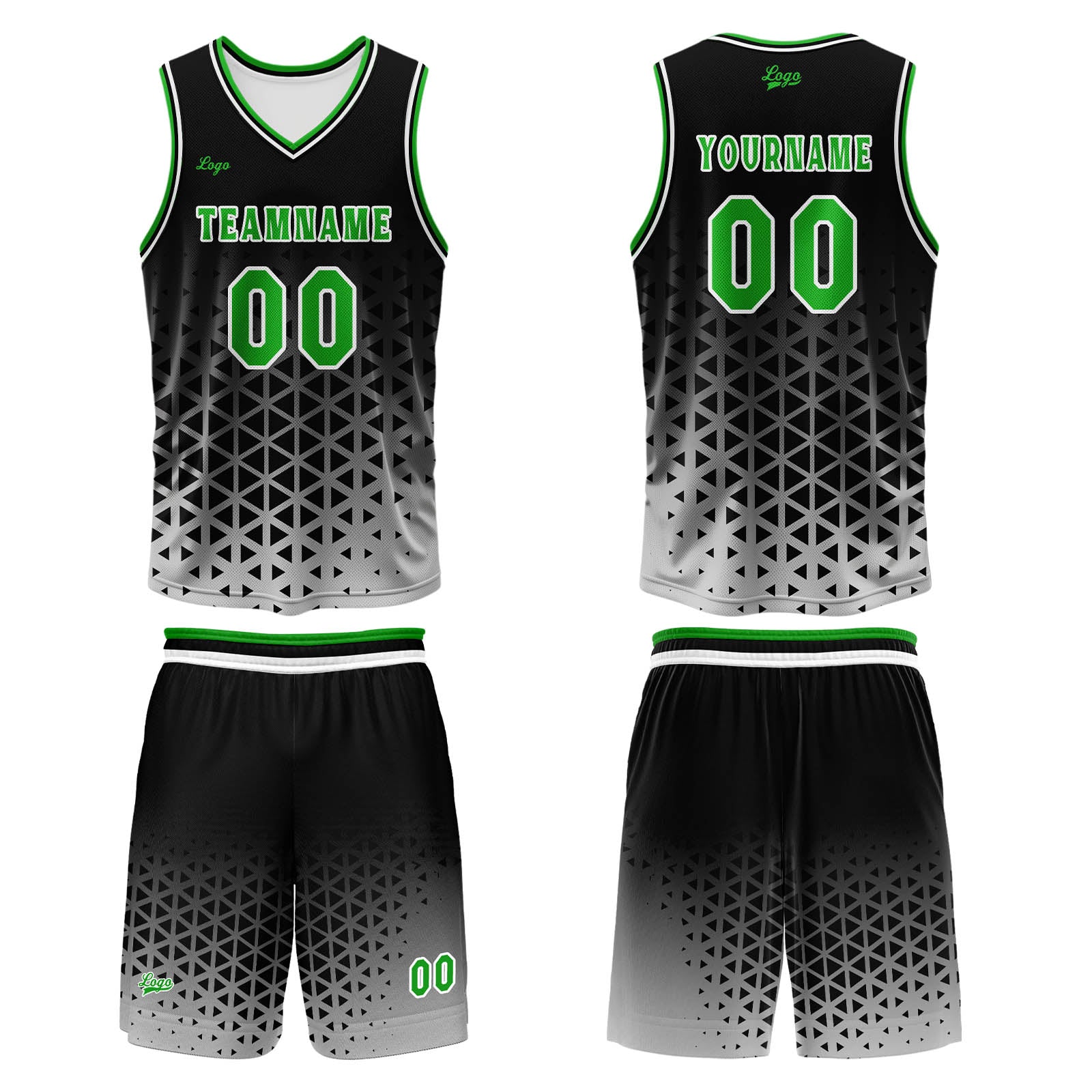 Custom  Green White Basketball Jersey Uniform Suit Printed Your Logo Name Number enthsush