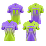 Custom Purple Green Reversible Football Jersey Personalized Gradient Football Shirts for Men Printed Team Name Number Logo