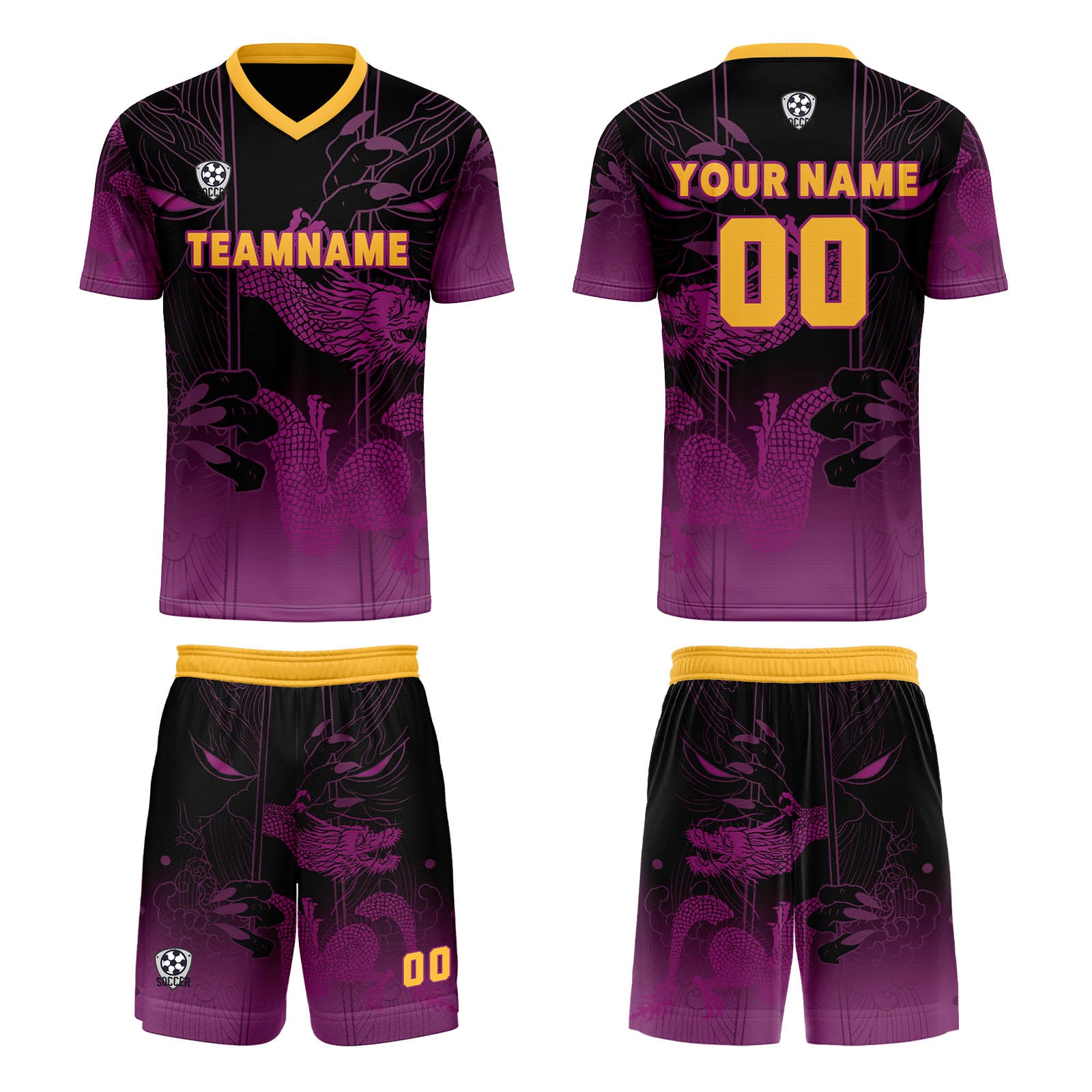 Custom Purple Orange Jerseys for Men Women Personalized Soccer Uniforms for Adult and Kid enthsush