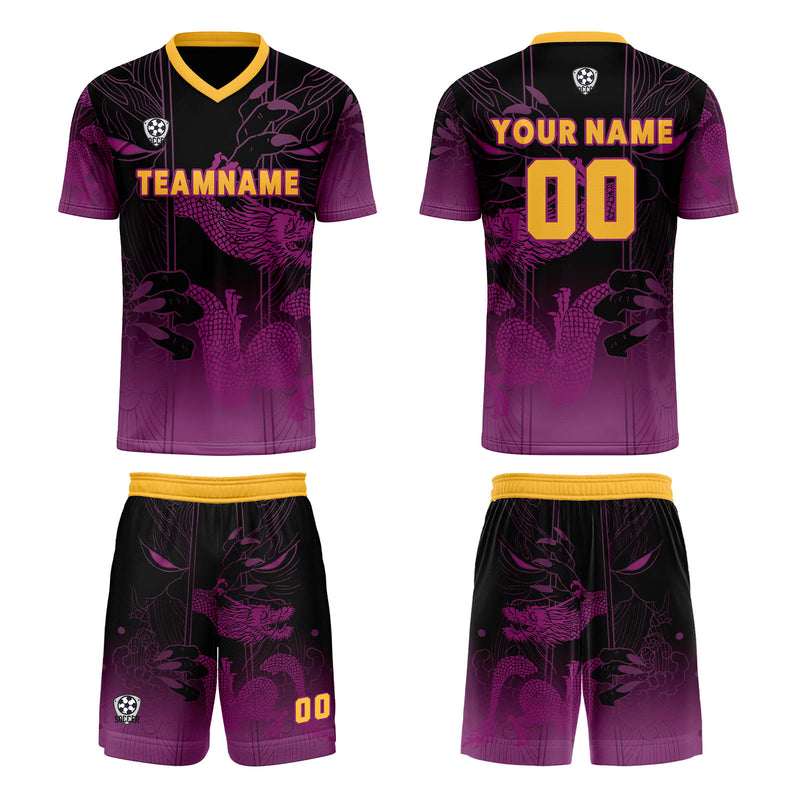 Custom Purple Orange Jerseys for Men Women Personalized Soccer Uniforms for Adult and Kid