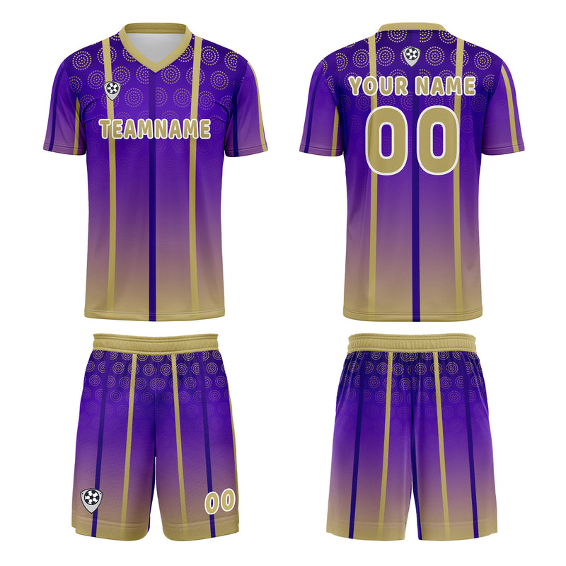 Custom Purple Yellow Jerseys for Men Women Personalized Soccer Uniforms for Adult and Kid