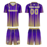 Custom Purple Yellow Jerseys for Men Women Personalized Soccer Uniforms for Adult and Kid