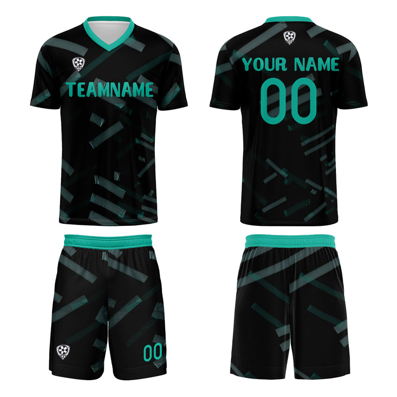 Custom Black Dark Green Jerseys for Men Women Personalized Soccer Uniforms for Adult and Kid