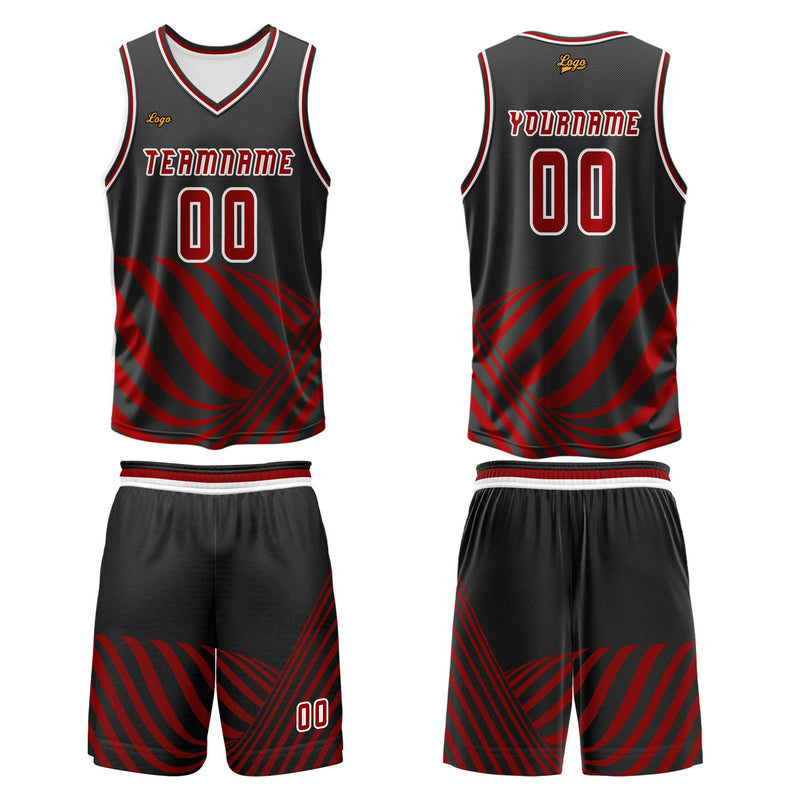 Custom Red Basketball Jersey Uniform Suit Printed Your Logo Name Number