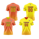 Custom Orange Yellow Football Jersey Personalized Gradient Football Shirts for Men Printed Team Name Number Logo