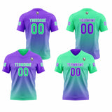 Custom Purple Green Reversible Football Jersey Personalized Gradient Football Shirts for Men Printed Team Name Number Logo