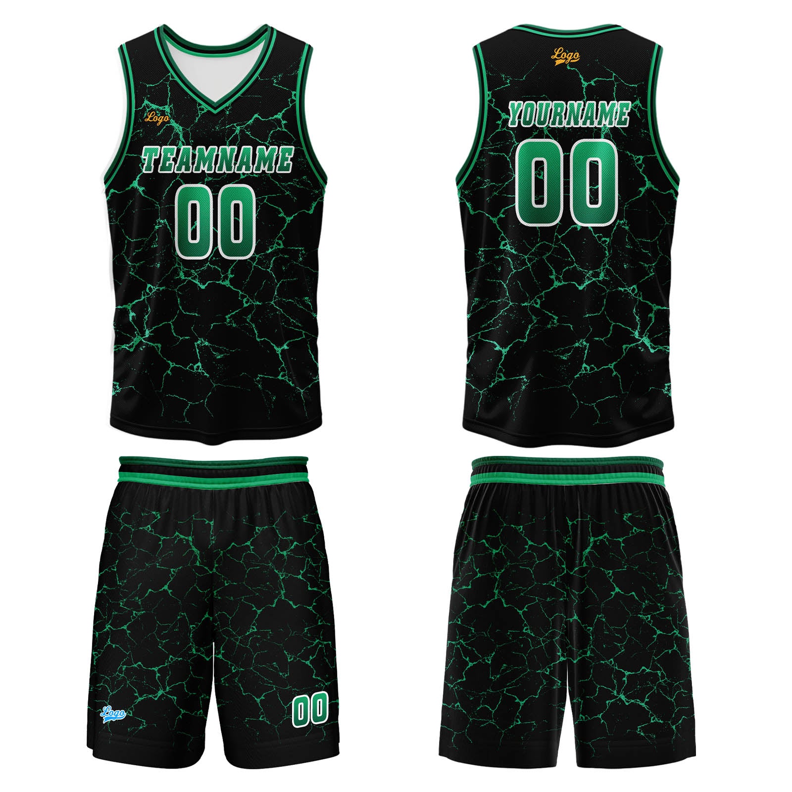 Custom Green Basketball Jersey Uniform Suit Printed Your Logo Name Number enthsush