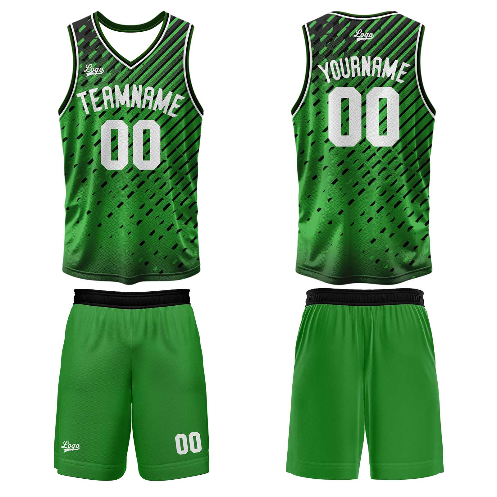 Custom Green Basketball Jersey Uniform Suit Printed Your Logo Name Number enthsush