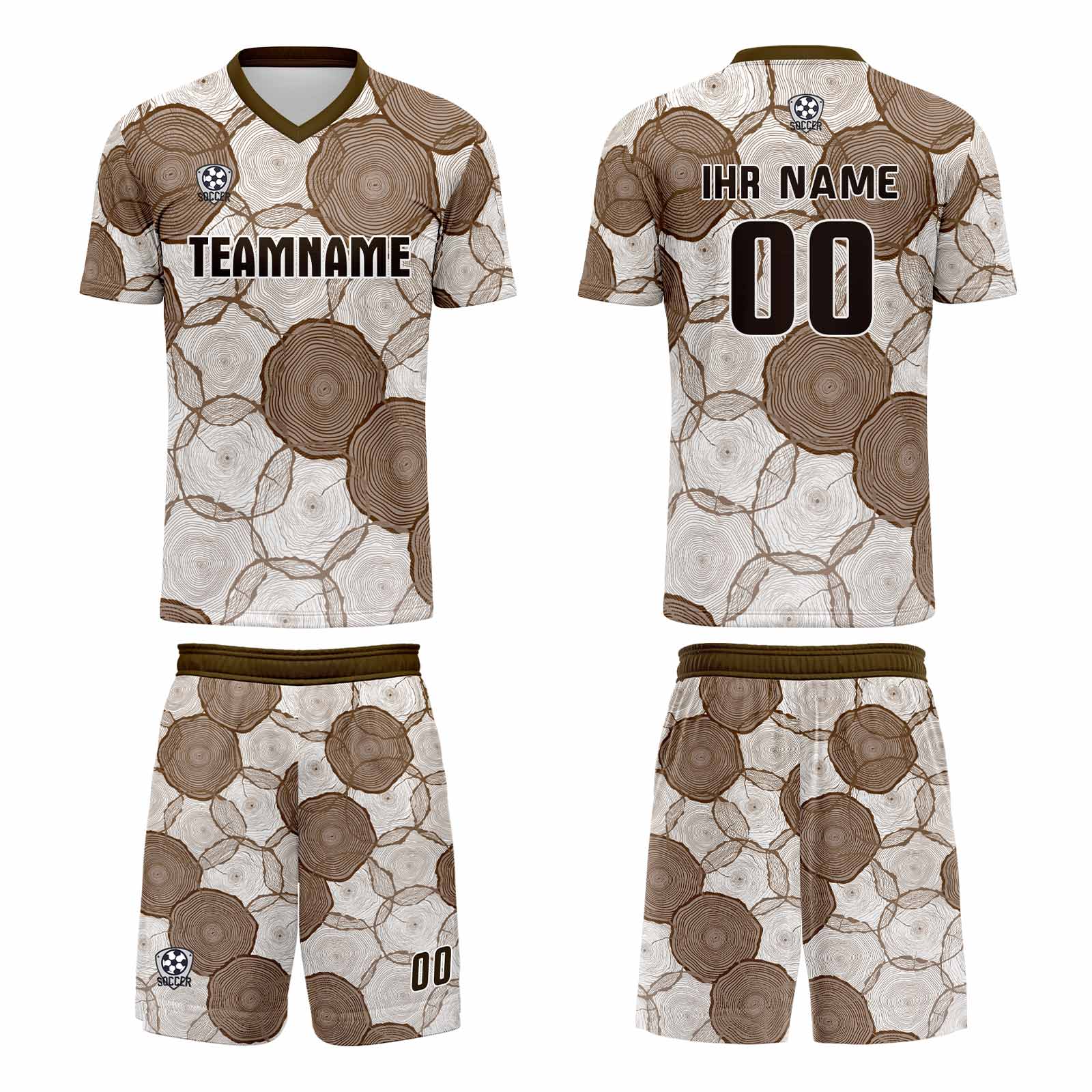 Custom White Brown Jerseys for Men Women Personalized Soccer Uniforms for Adult and Kid enthsush