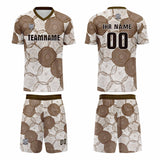 Custom White Brown Jerseys for Men Women Personalized Soccer Uniforms for Adult and Kid
